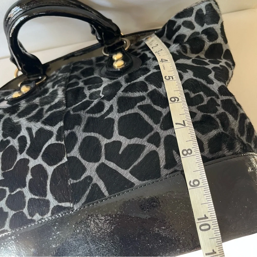 Roberta Gandolfi Italy Real Fur Animal Print Leather Bag Satchel